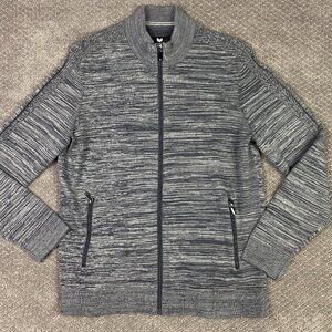 Buttercloth Full Zip Sweater Jacket Men's Large Gray Heather Zip Up Mock Neck